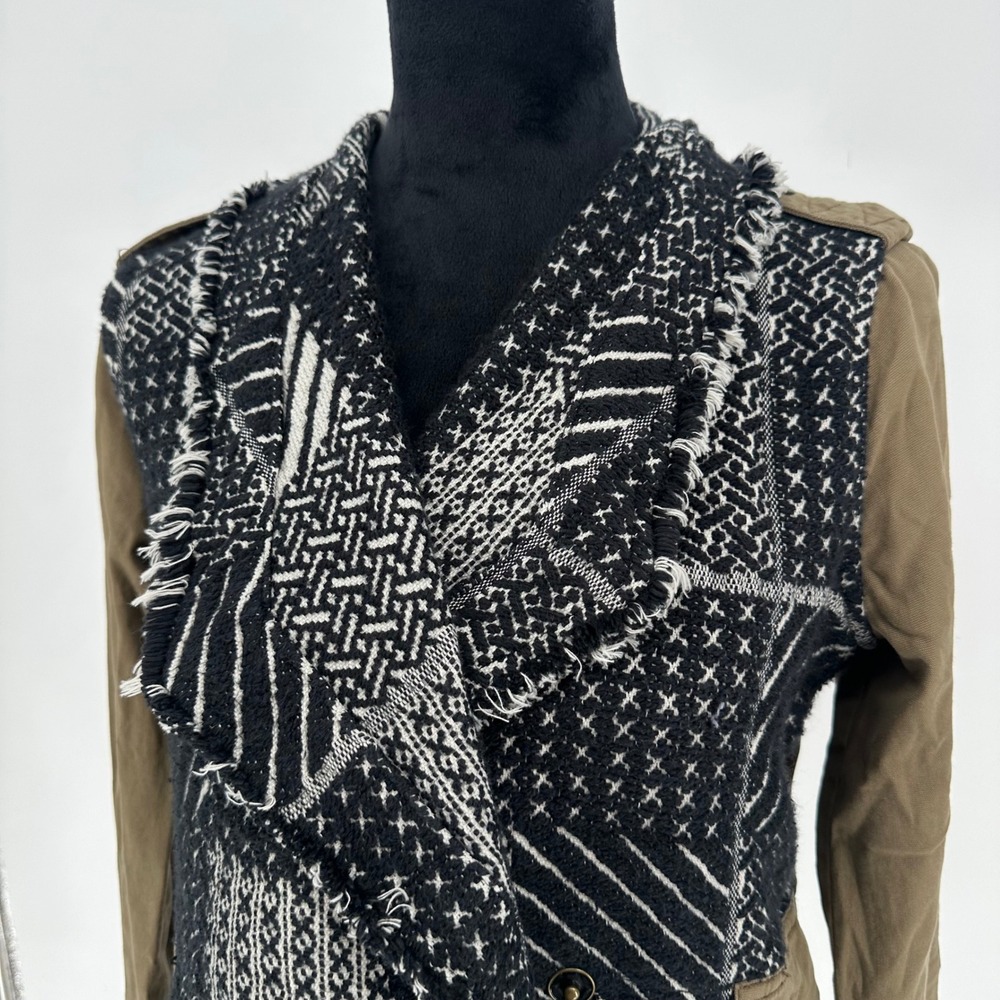 Anthropologie Hei Hei Fringe Pattern Anorak Jacket Keffiyeh Green XS - Picture 3 of 11
